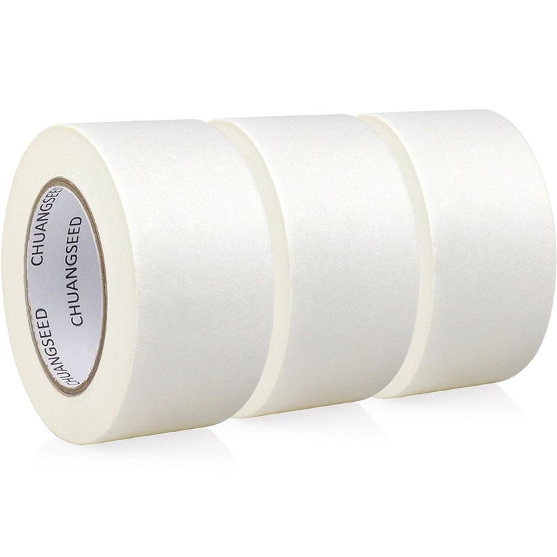 CHUANGSEED 3-Pack White Masking Tape General Purpose Beige Painters Tape 1.88 inch x 60 Yards for Basic Painting, Home, Office, School Stationery, Arts, Crafts and Decoration - Image 1